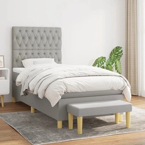 Giroletto A Molle Con Materasso Grigio Chiaro 90x200 Cm Tessuto /