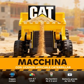 Ruspa Elettrica per Bambini 3-6 Anni Marchio Ufficiale Caterpillar 12V con Telecomando Giallo...