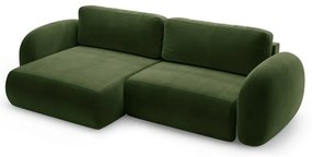 Divano angolare verde allungabile/con contenitore con rivestimento in velluto Tonale – Cosmopolitan Design