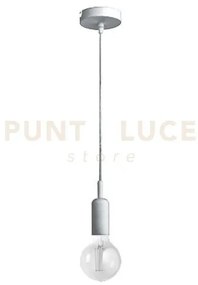 Gso094- pendente flash cavo in stoffa e rosone nickel 1 luce attac...