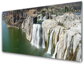 Pannello rivestimento parete cucina Paesaggio del lago della cascata 100x50 cm