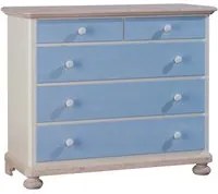 Como 5 cassetti in legno azzurro miele l.118 p.52 h.99