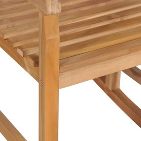 Sedia a dondolo con cuscino beige in massello di teak