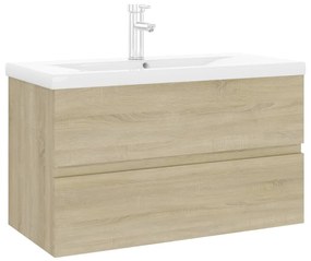 Mobile con lavabo integrato rovere sonoma in legno multistrato