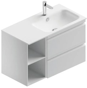 Mobile sottolavabo e lavabo Pull bianco opaco in mdf L 90 x H 56 x P 46 cm 1 vasca 2 cassetti