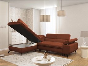 Divano angolare color terracotta (con penisola a sinistra/a L) con rivestimento in ciniglia Marbeya – Ropez