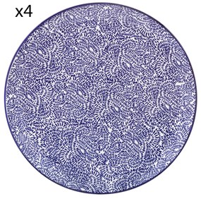 Set 4 piatti piani puntini blu porcellana Hanami
