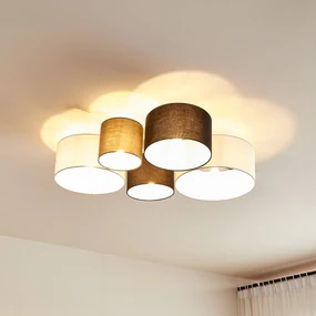Lindby plafoniera Lettie, grigio/nero/bianco, a 5 luci, E27