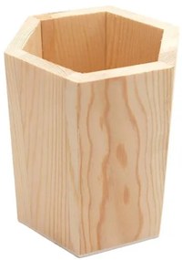 Trade Shop - Portapenne Legno Esagonale  64888 Organizer H11.5cm Penne Contenitore