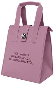 Borsa porta pranzo termica 12 L rosa con scritta