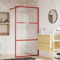 Parete per Doccia Walk-in Vetro Trasparente ESG 115x195cm Rossa 154940