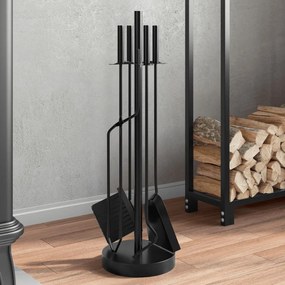 Set Attrezzi Per Caminetto 5 Pz 18x66 Cm İn Acciaio /