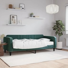 Divano Letto Con Materasso Verde Scuro 90x200 Cm İn Velluto /