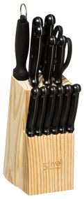 Ceppo 10 coltelli con forbici, affilacoltelli e ceppo legno