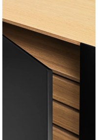 Cassettiera bassa nera effetto rovere 165x78 cm Arista - Teulat