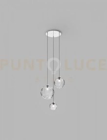 Puppet sospensione r3 cristallo trasparente cromo lucido 3 luci att...