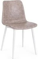 Sedia Bianca in Ecopelle Beige Vintage (2 Pezzi) - KYRA