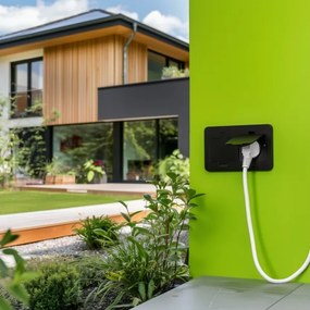 Solight 5B323B - Presa doppia da incasso a pavimento per esterno IP55 nero rettangolare