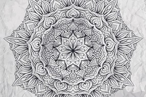 Carta da parati autoadesiva – Mandala etnica astratta in bianco e nero