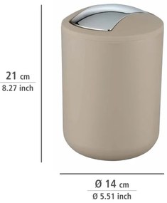WENKO 21221100 - Pattumiera BRASIL 14x21 cm beige/cromo lucido