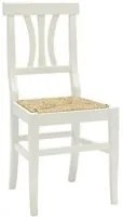 set 2 sedie legno seduta paglia bianco shabby chic