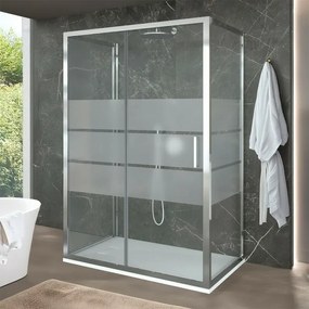 Box doccia 3 lati 90x120x90 cm con porta scorrevole in vetro serigrafato Ted