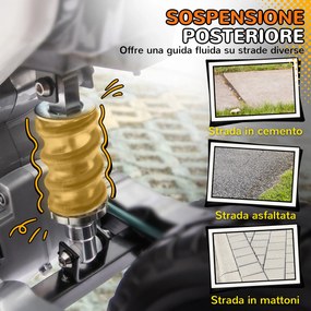 Moto Elettrica per Bambini 3-6 Anni 107x56x70 cm Batteria 12V e Rotelle Rimovibili Arancione...