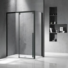 Cabina doccia 70x140 telaio nero anta scorrevole e lato fisso | KSA5000B - KAMALU
