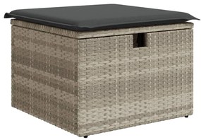 Set divano da giardino 6pz con cuscini grigio chiaro polyrattan