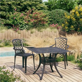 Set Da Bistrot 3 Pz İn Alluminio Pressofuso Nero /