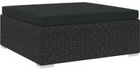 Poggiapiedi Modulare 1 pz con Cuscino in Polyrattan Nero 46804