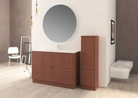 Mobile sottolavabo e lavabo HAMPTON per vasca centrale terracotta, bianco lucido, bronzo in mdf L 120 x H 86 x P 46 cm