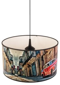 Duolla - Lampadario a sospensione con filo CUBA ROSSO 1xE27/15W/230V diametro 35 cm