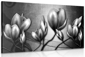 Stampa su tela – Fiori in stile etnico in bianco e nero