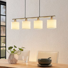 Lindby lampada a sospensione Stannis, 75 cm, bianco, a 4 luci, tessile