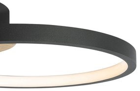 Plafoniera moderna nera con legno incl. LED dimmerabile a 3 livelli - Alec