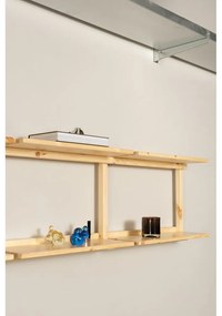 Libreria da parete di colore naturale in pino massiccio 192x47,5 cm Groove – Karup Design