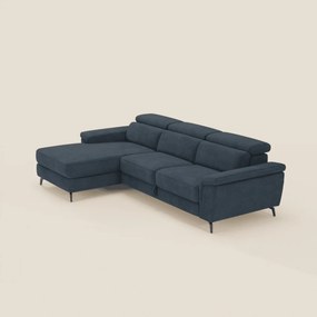 Estro Divano estraibile con chaise-longue e poggiatesta reclinabili in tessuto impermeabile T14 blu