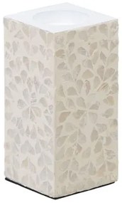 Portacandele Beige Madreperla Legno MDF 10,5 x 10,5 x 21 cm