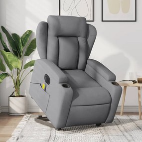 Poltrona Alzapersona Massaggi Elettrica Grigio Chiaro Tessuto /