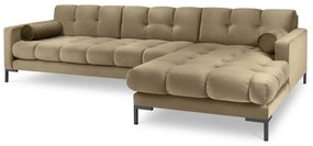 Divano angolare in velluto beige, angolo destro Bali - Cosmopolitan Design