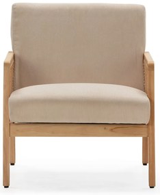 Poltrona con trama beige con rivestimento in velluto a coste Debra – Marckeric