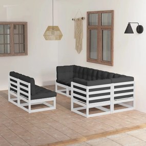 Set divani da giardino 7 pz con cuscini legno massello di pino