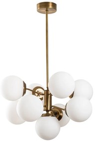 Lampadario bianco/color ottone con paralume in vetro ø 70 cm Mudoni – Opviq lights