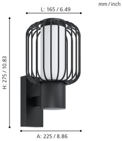 Eglo 98721 - Applique da esterno RAVELLO 1xE27/28W/230V IP44