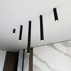 Plafoniera Moderna Faretto Tecno 1 Luce Acciaio Nero 60 Cm