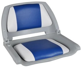 Sedili per Barca 2 pz Pieghevoli Cuscino Blu-Bianco 41x51x48 cm