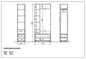 Armadio bianco in rovere con specchio 84x196 cm Telde - Germania