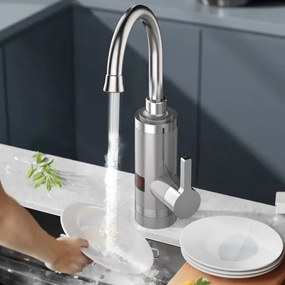 Scaldabagno istantaneo con LED display 3000W/230V IPX4 acciaio inossidabile