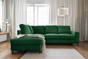 Divano letto in velluto a coste verde scuro (angolo sinistro) Lofty Lilly - Miuform